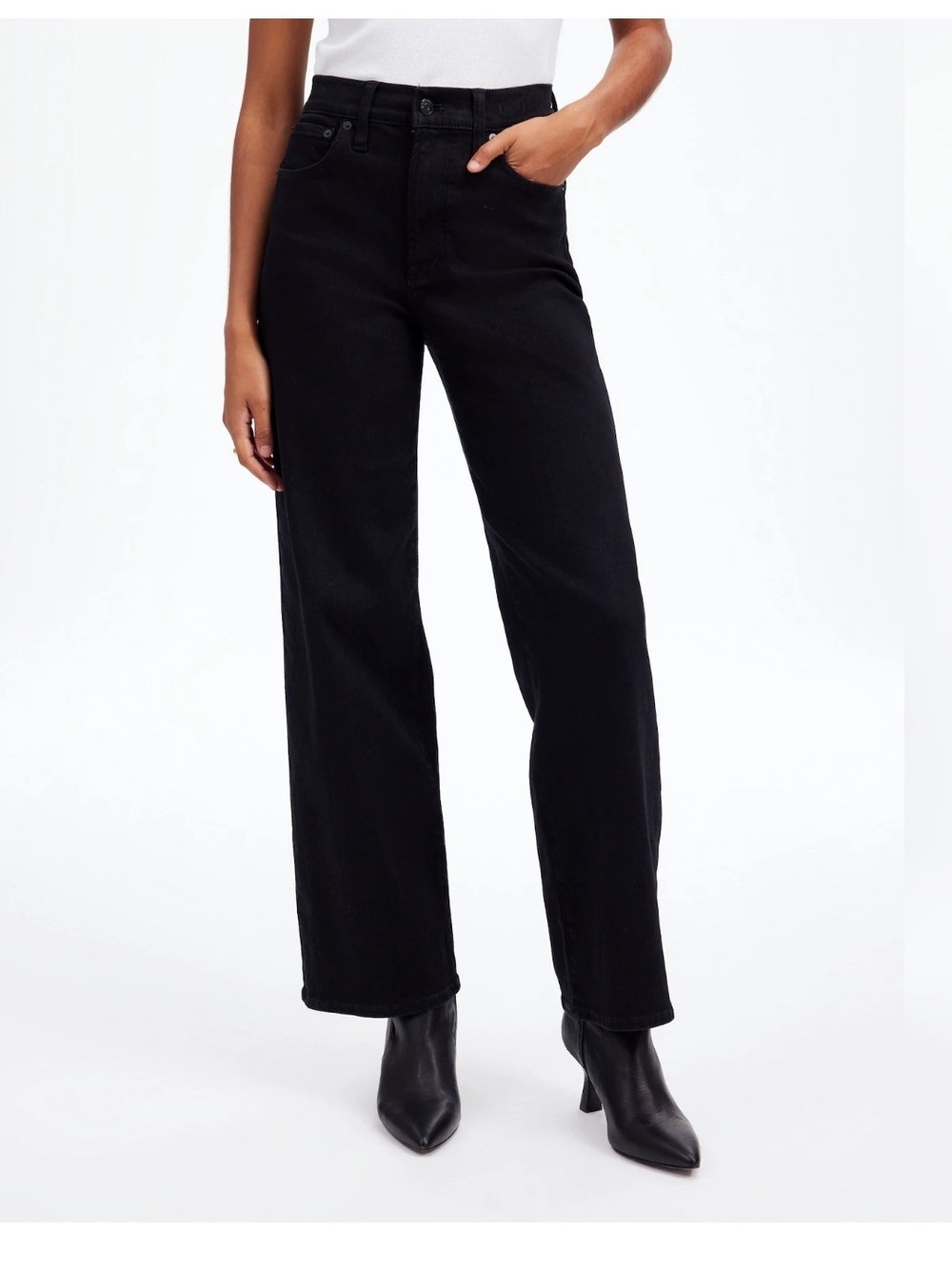 Madewell The Perfect Vintage Wide Leg Jean Black Rinse Wash Stretch 26 NM234